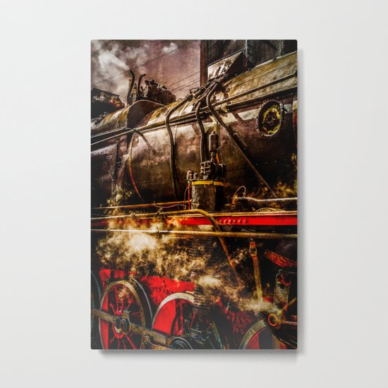 Old Train In Steam Metal Print