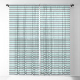 [ Thumbnail: Turquoise and Gray Colored Pattern of Stripes Sheer Curtain ]
