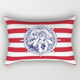 Sail Away With Me | Sailing Couple | Nautical | Red and White Stripes | Rectangular Pillow
