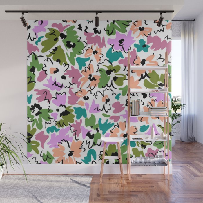 Floral Line Drawing 7 Wall Mural