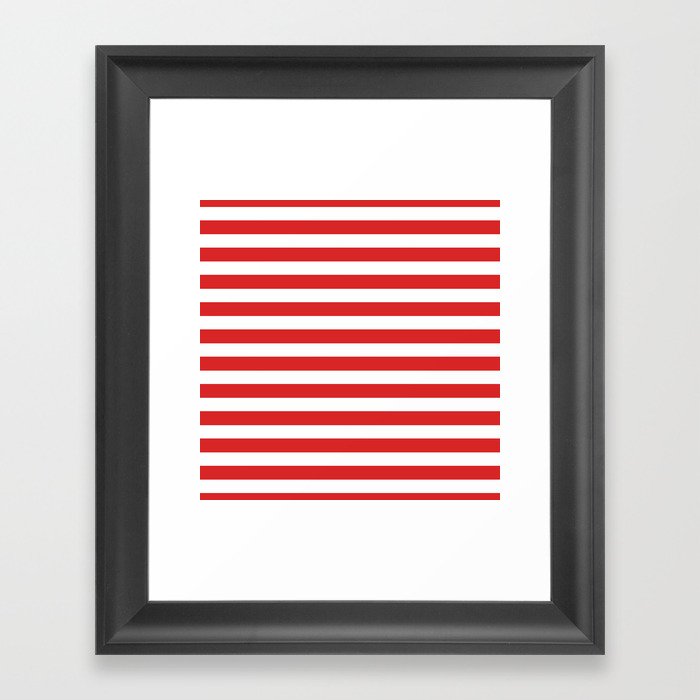 Red And White Summer Modern Stripes Collection Framed Art Print