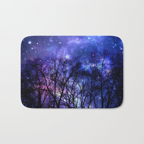 Black Trees purple blue SPACE Bath Mat