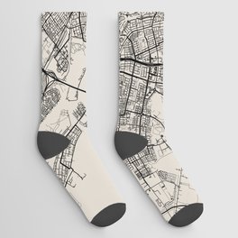 Amsterdam, Netherlands - City Map, Black and White Aesthetic Socks