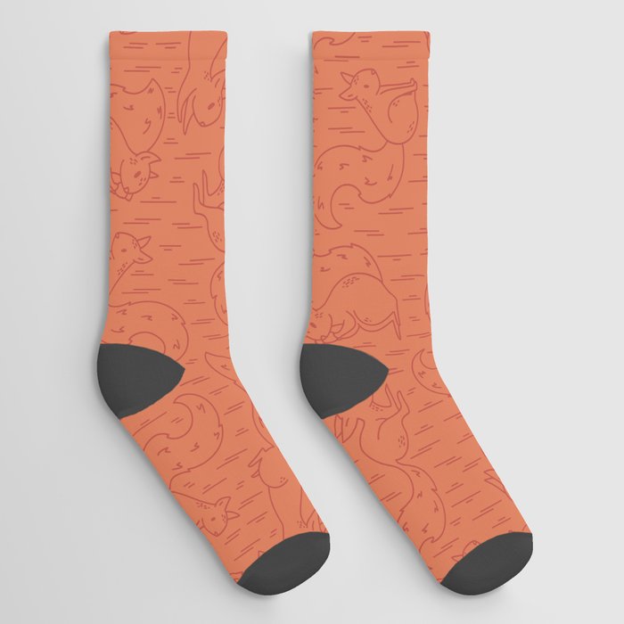 Fun orange squirrel pattern design Socks