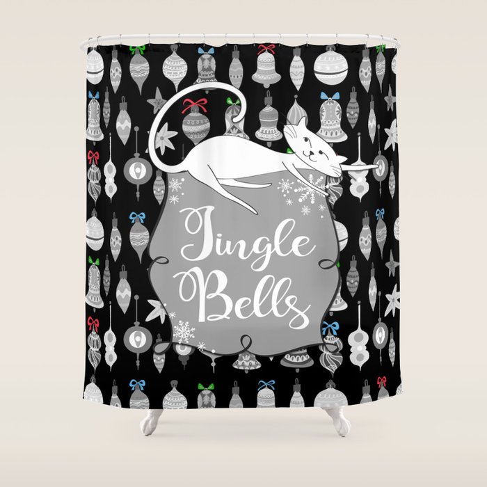 Jingle Bells Christmas Cats Shower Curtain by PeppermintCreek Society6