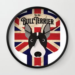 English Bull Terrier - Distressed Union Jack Beer Label Design Wall Clock | Bullterrier, Englishbullterrier, Graphicdesign 