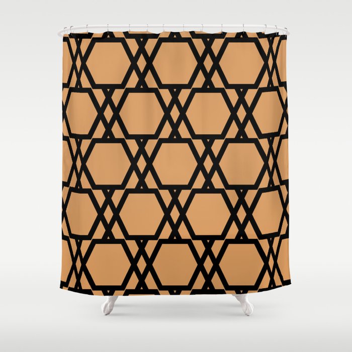 Orange and Black Tessellation Line Pattern 20 Pairs 2022 Popular Color Bakelite Gold SW 6368 Shower Curtain