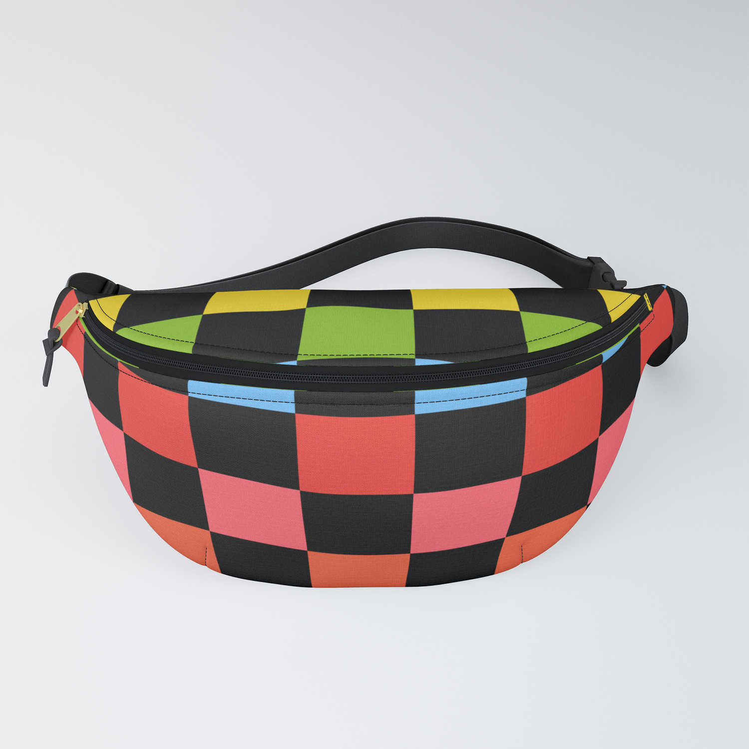 rainbow checkered fanny pack