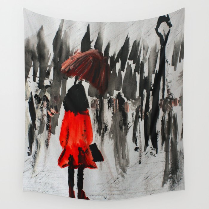 The Girl In The Red Rain Coat Part 3 Fine Art Acrylic Painting