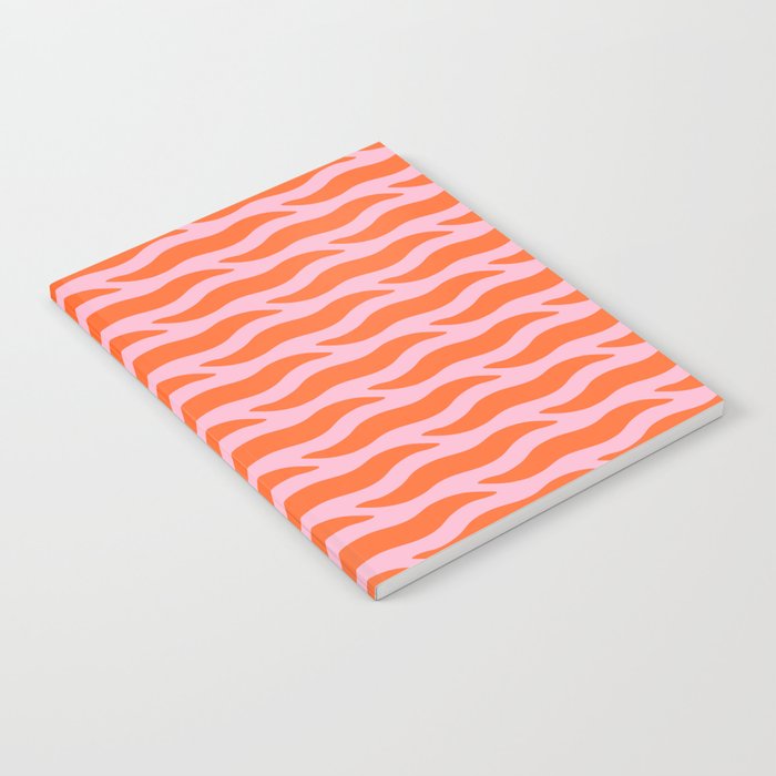 Tiger Wild Animal Print Pattern 355 Orange and Pink Notebook