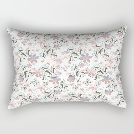 Pink blue flowers . floral pattern , flowers , illustration flowers , textiles flower , pink flowers Rectangular Pillow