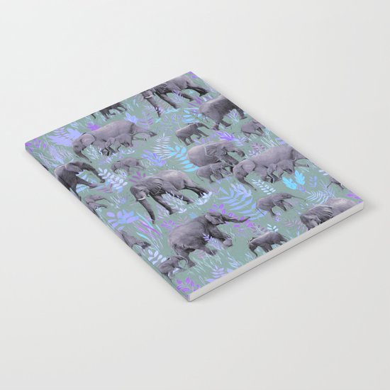 Sweet Elephants in Purple and Grey Notebook