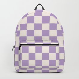 Check Checkered Purple Lilac Lavender Checkerboard Geometric Square Grid Pattern Boho Modern Minimal Backpack