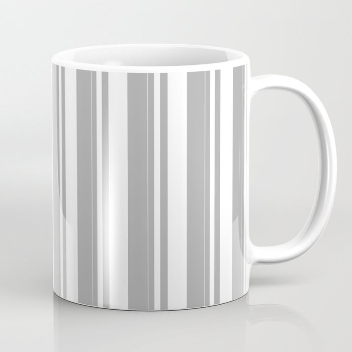 White and Dark Gray Colored Striped Pattern Coffee Mug