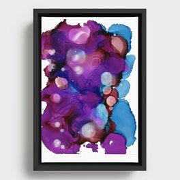 Enamel Blue Abstract Purple Bubbles  Framed Canvas