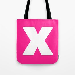 X (White & Dark Pink Letter) Tote Bag