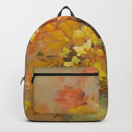Sunshine morning Backpack | Orange, Yellow, Vase, Impressionist, Flowers, Painting, Rose, Beckmann, Dutch, Daisy 