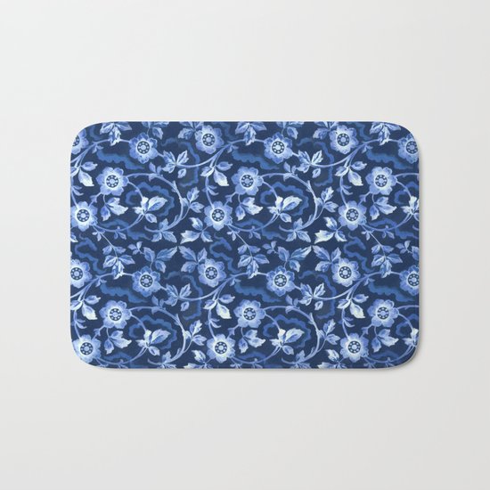 Blue floral pattern Bath Mat