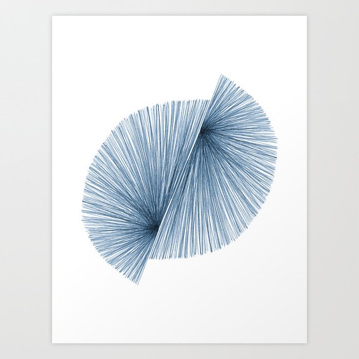 Mid Century Modern Indigo Blue Geometric Abstract Art Print
