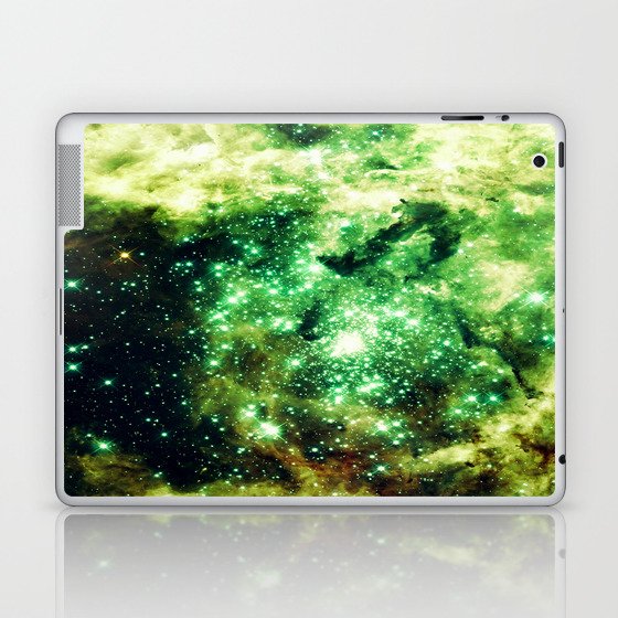Lime Green Grass Galaxy Nebula Laptop & iPad Skin