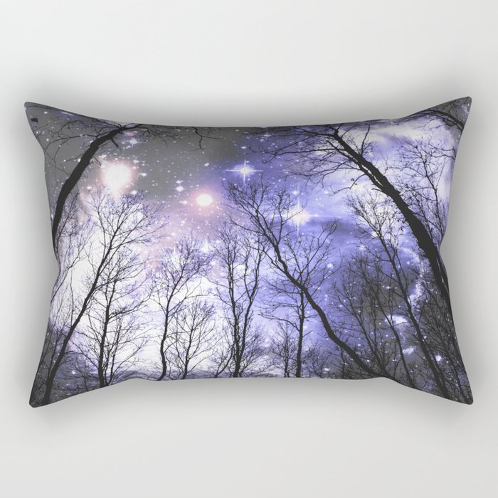 Black Trees Periwinkle Lavender space Rectangular Pillow