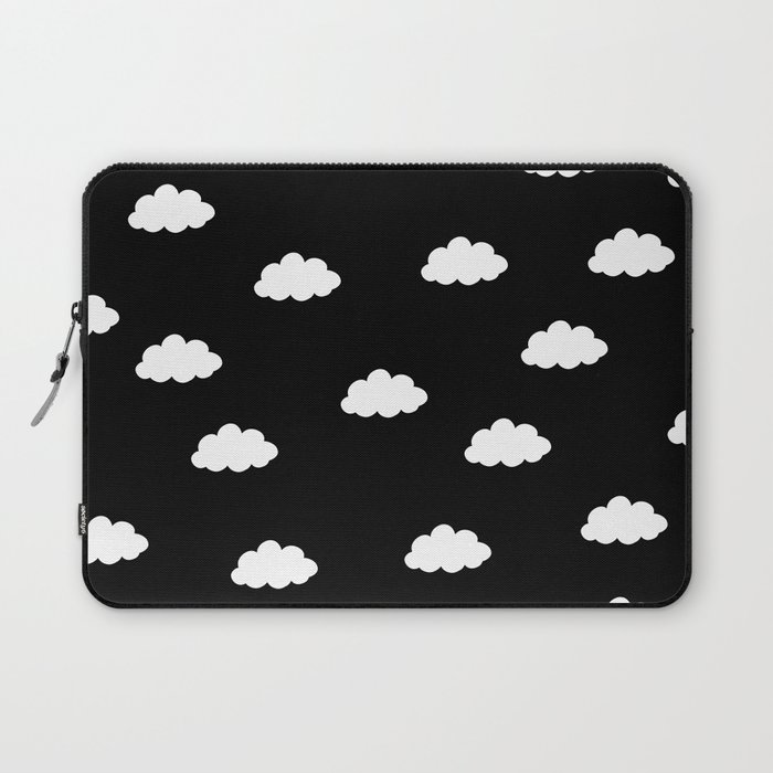 White clouds in black background Laptop Sleeve