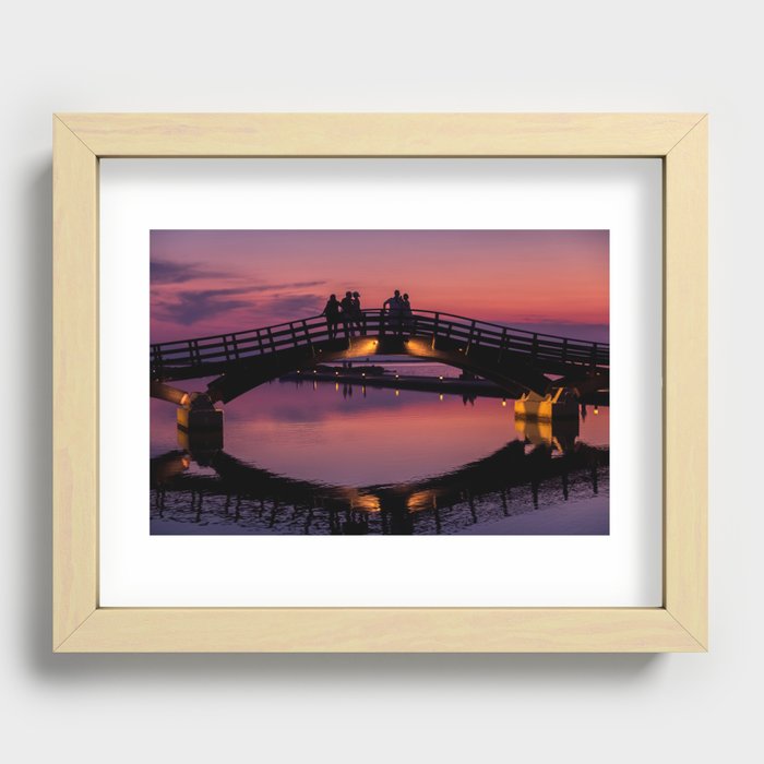 Lefkada Marina Bridge at sunset Recessed Framed Print