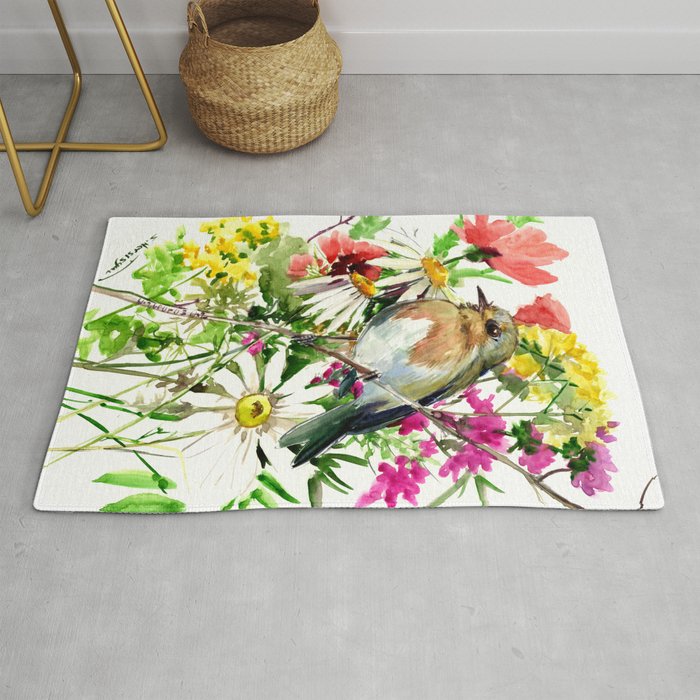 Robin Bird and Summer Colors Rug