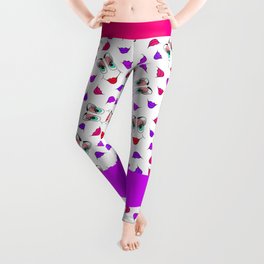 Funny Girly Pink Red Smiley Face and Lips Pattern Leggings