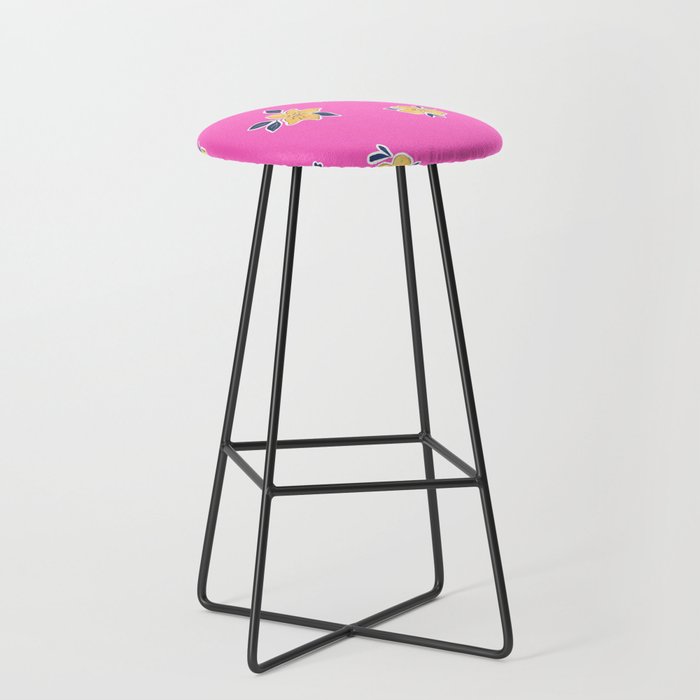 Flower in Pink Bar Stool