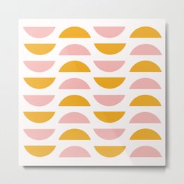 Abstract Shapes 61 in Mustard Yellow and Pale PInk (Moon Phases Abstract) Metal Print