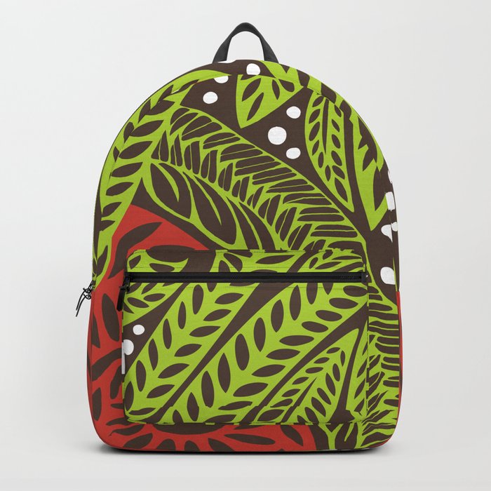 Polynesian flower floral green red tattoo design Backpack