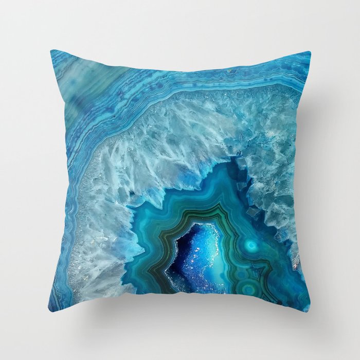 Turquoise Blue Agate Throw Pillow
