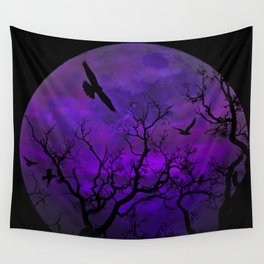 Purple Gothic Moon Wall Tapestry