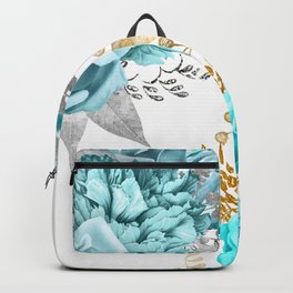 turquoise flowers Backpack
