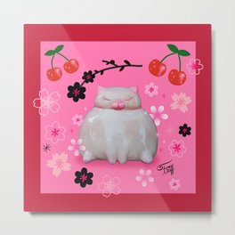 Sumo Kitty on Pink Metal Print