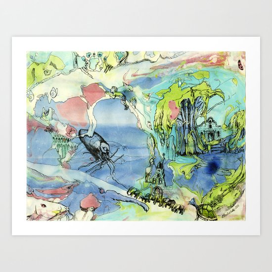 #60 The Elephant Train out of Cypress Art Print