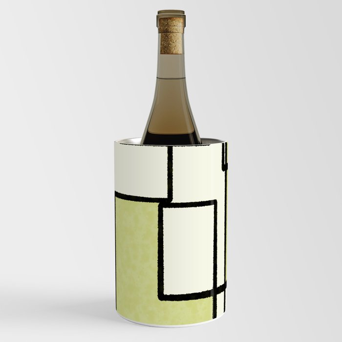Piet Composition in Retro Avocado Sage Light Green Mid-Century Modern Minimalist Geometric Abstract Wine Chiller