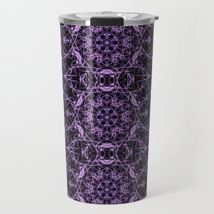 Liquid Light Series 12 ~ Purple Abstract Fractal Pattern Travel Mug