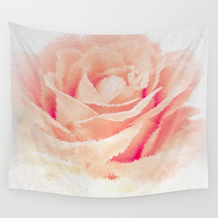 Light coral powdered rose explosion pixel art Wall Tapestry