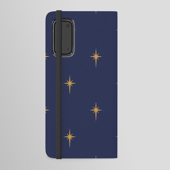 Christmas Faux Gold Foil Star in Midnight Blue Android Wallet Case