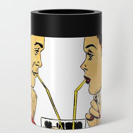 Diner Date - 1950s Young Couple Sharing a Shake Can Cooler