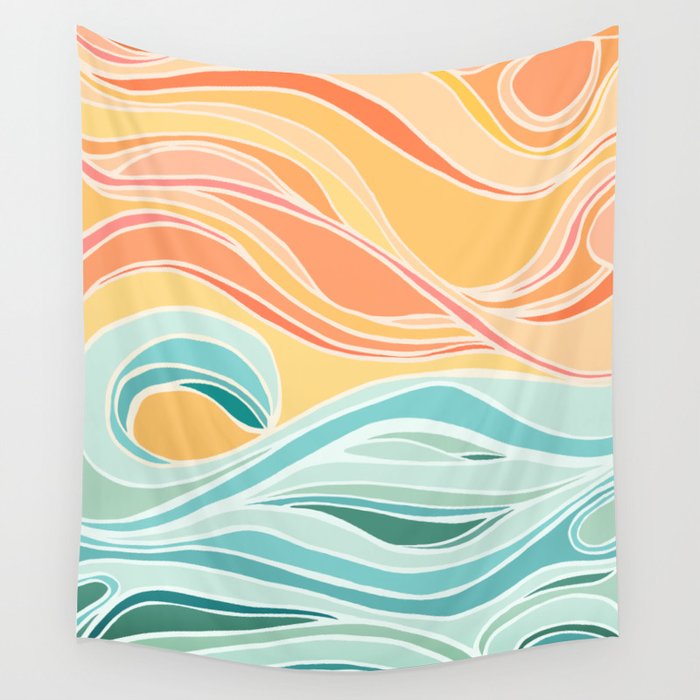 Sea and Sky Abstract Landscape Wall Tapestry