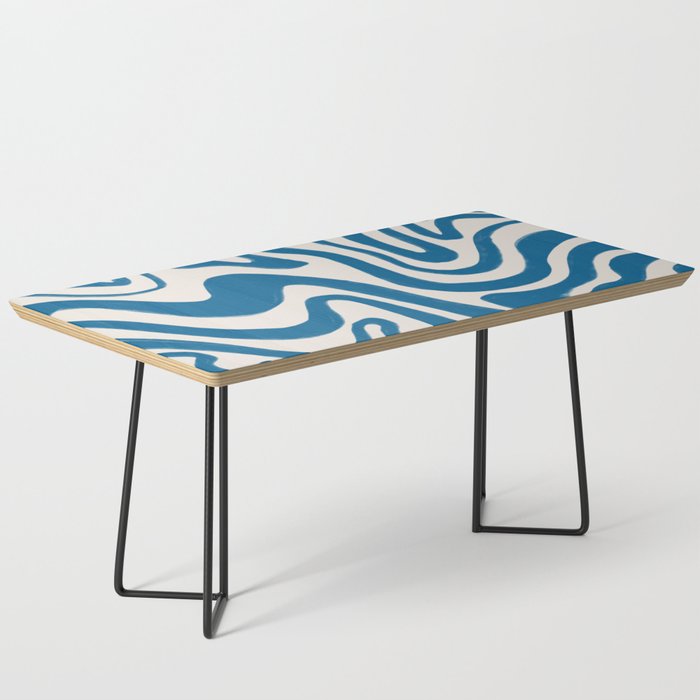 Daphne Blue Minimalistic Hand-Painted Swirl Coffee Table