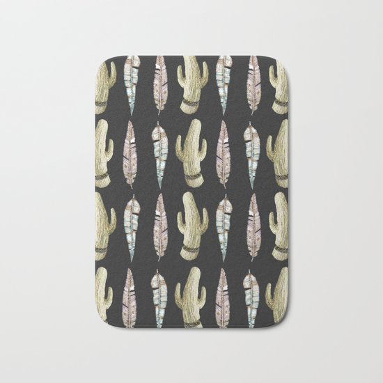 feathers and cactus Bath Mat