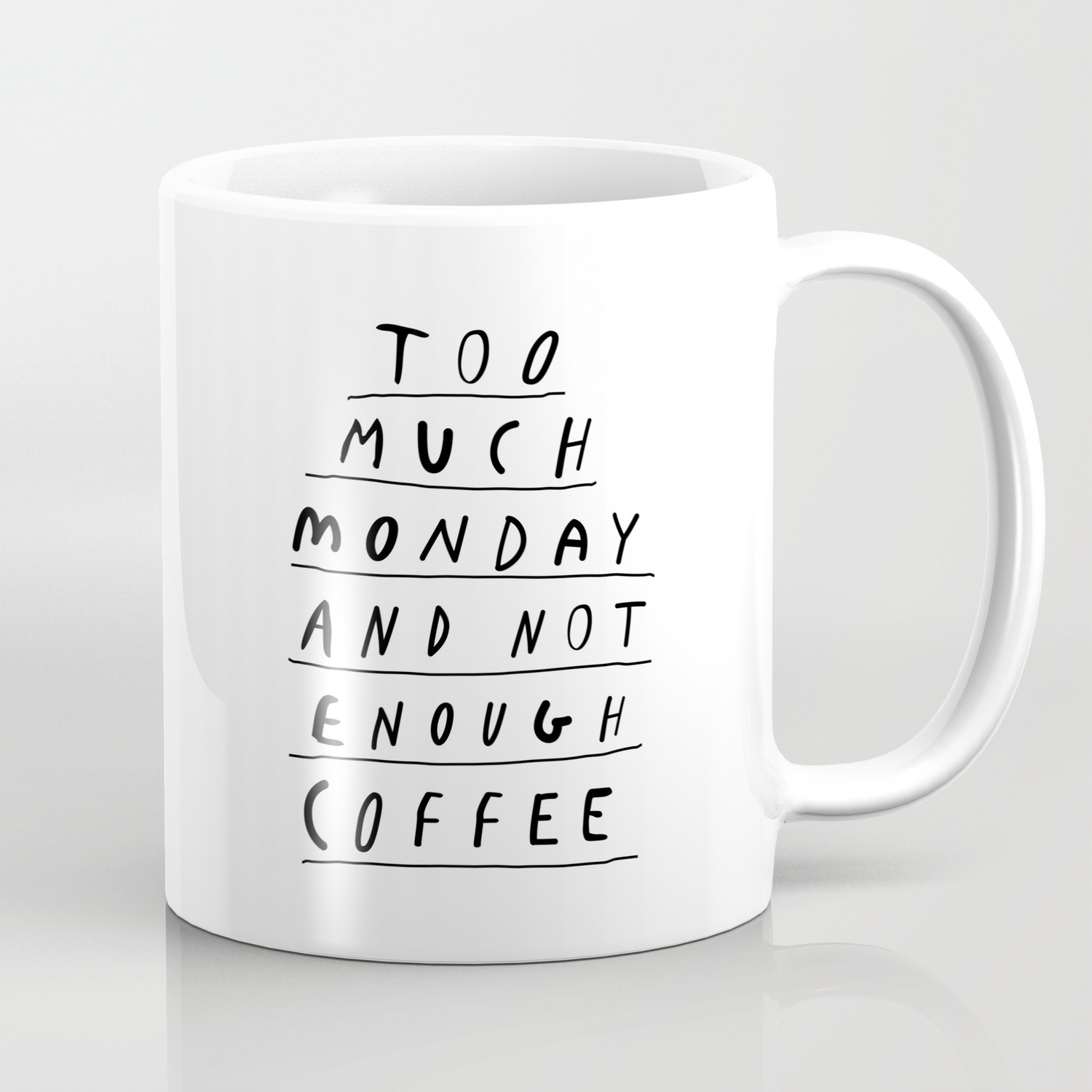 Too Much Monday And Not Enough Coffee Black White Inspirational