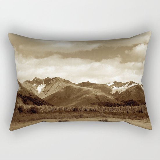 Alaskan Mountain Vista - Sepia Rectangular Pillow
