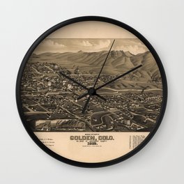 Bird's Eye View of Golden, Colorado (1882) Wall Clock
