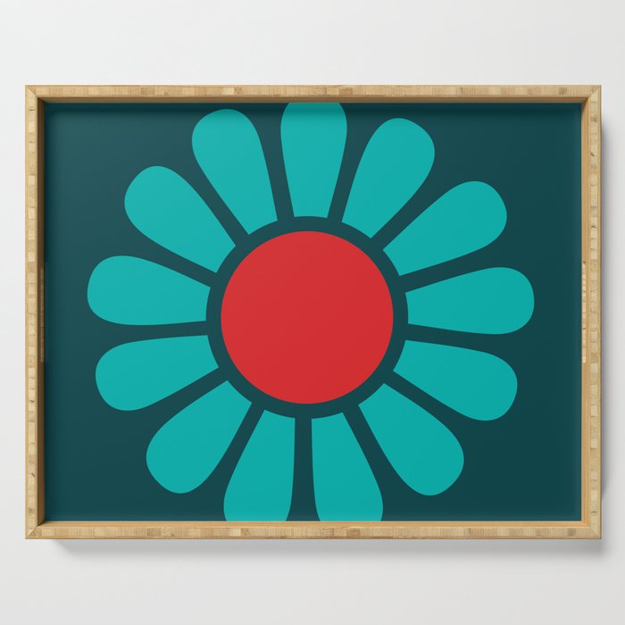 Big Blue Mod Flower Serving Tray