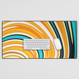 Summer Trails gold teal orange curved lines Desk Mat